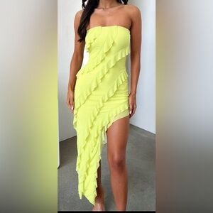 Vibrant Asymmetrical Strapless Dress